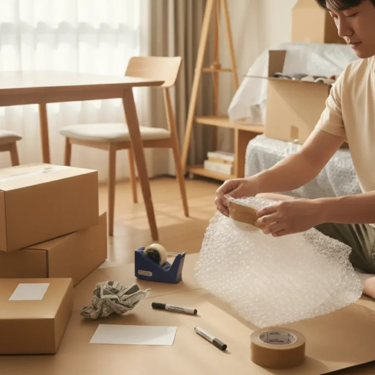 搬家整理打包過程｜整理師使用氣泡布保護餐具